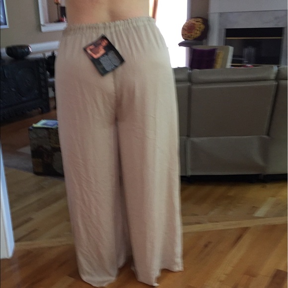 Iman beige lightweight silkypolyester palazzo pant - Picture 8 of 8